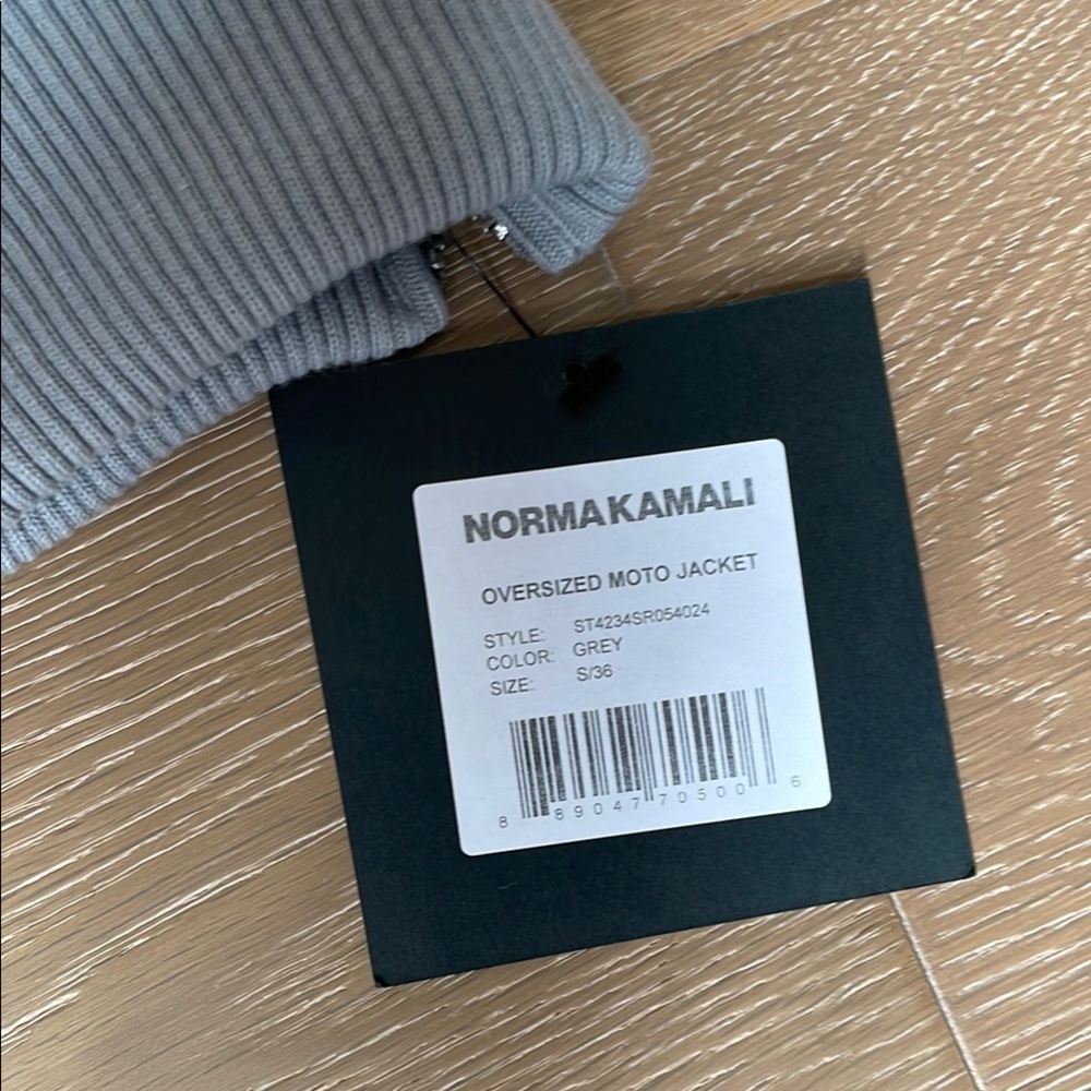 Norma Kamali Reflective Silver Gray Oversized Moto Jacket - Picture 6 of 10